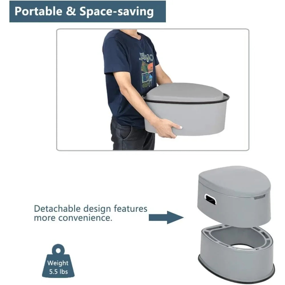 Portable Toilet Camping Commode with Detachable Inner Bucket Removable Paper Holder