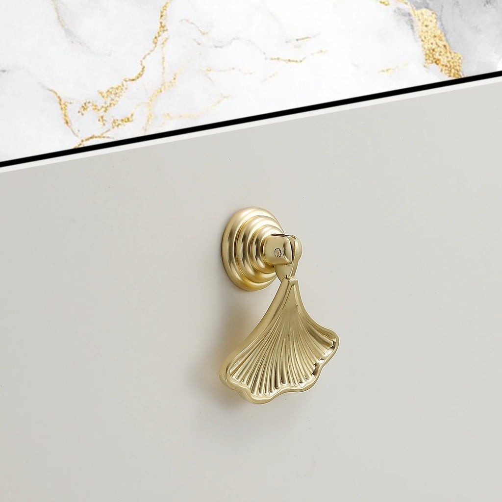 French-style Golden Wardrobe Door Handle Copper-finish, Single-hole Drawer Knob,