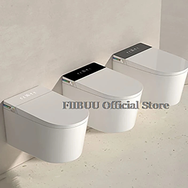 Wall Mounted Intelligent Toilet Bidet Smart Toilet for Bathroom Tankless Auto Open/Close Heated Seat Electric Elongated WallHung