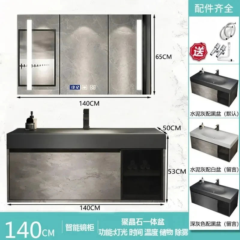 Modern Bathroom Cabinet, Smart Mirror, Integrated Washbasin Bathroom Vanity Cabinets with Sink