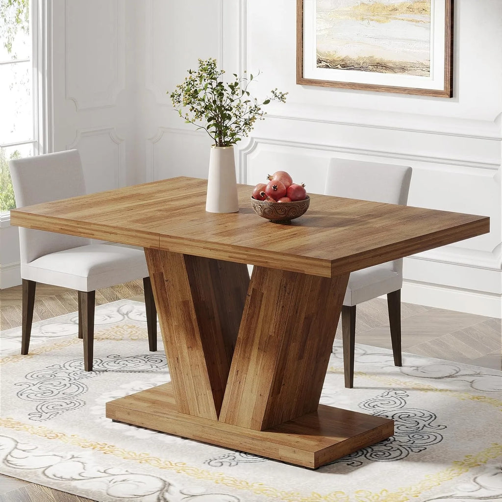 LITTLE TREE 47-Inch Dining Table for 4,Dinner Table with Heavy Duty Pedestal,