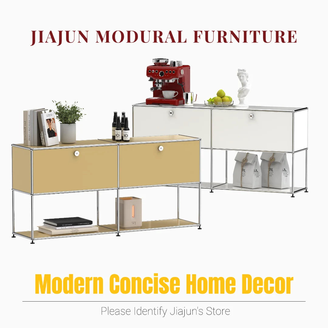 Hot-Seller | Minimalist Steel Storage Side Cabinet, Slim Profile Flip Door Unit