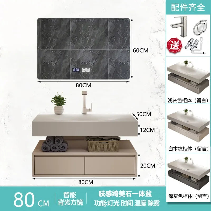 Modern Integrated Bathroom Vanity Washstand Basin, Combined Cabinet