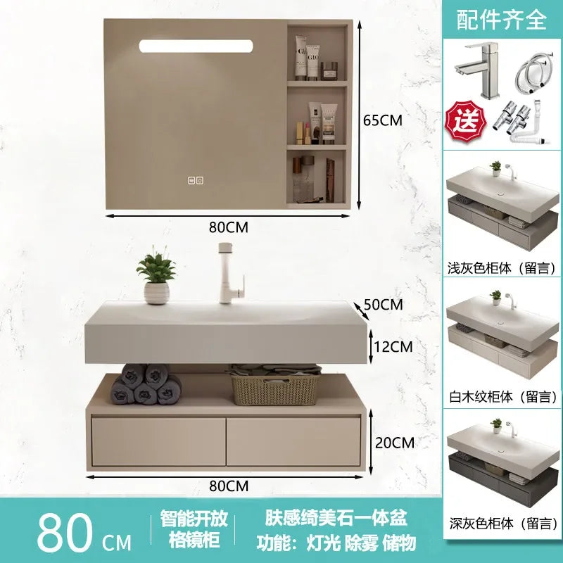 Modern Integrated Bathroom Vanity Washstand Basin, Combined Cabinet
