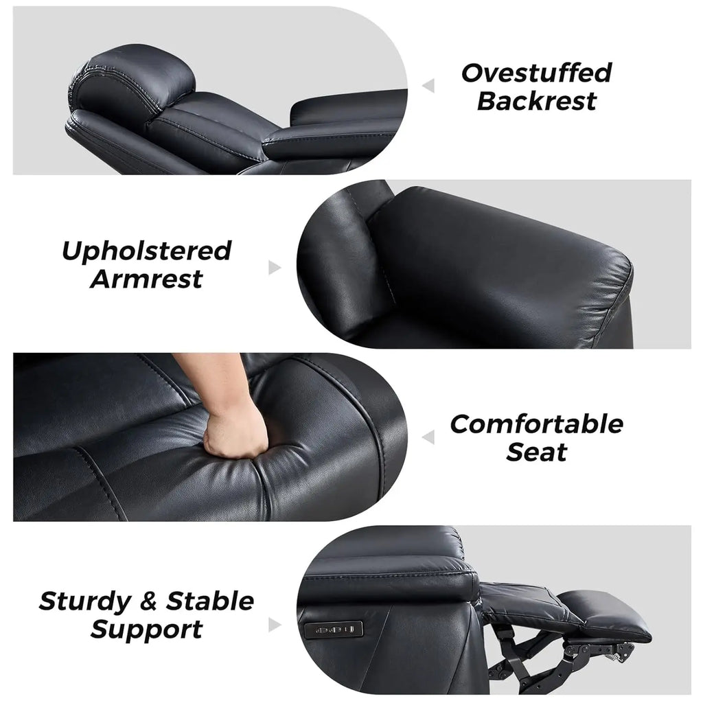 50" Oversized Power Lift Faux Leather Recliner, Massage, Heat