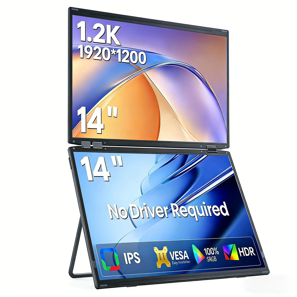 14''Folding Stacked Dual Monitors