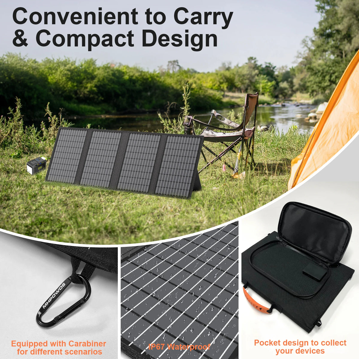 MHPOWOS Solar Battery Charger for Powerbank, 45W / 60W Foldable Portable Solar Panel