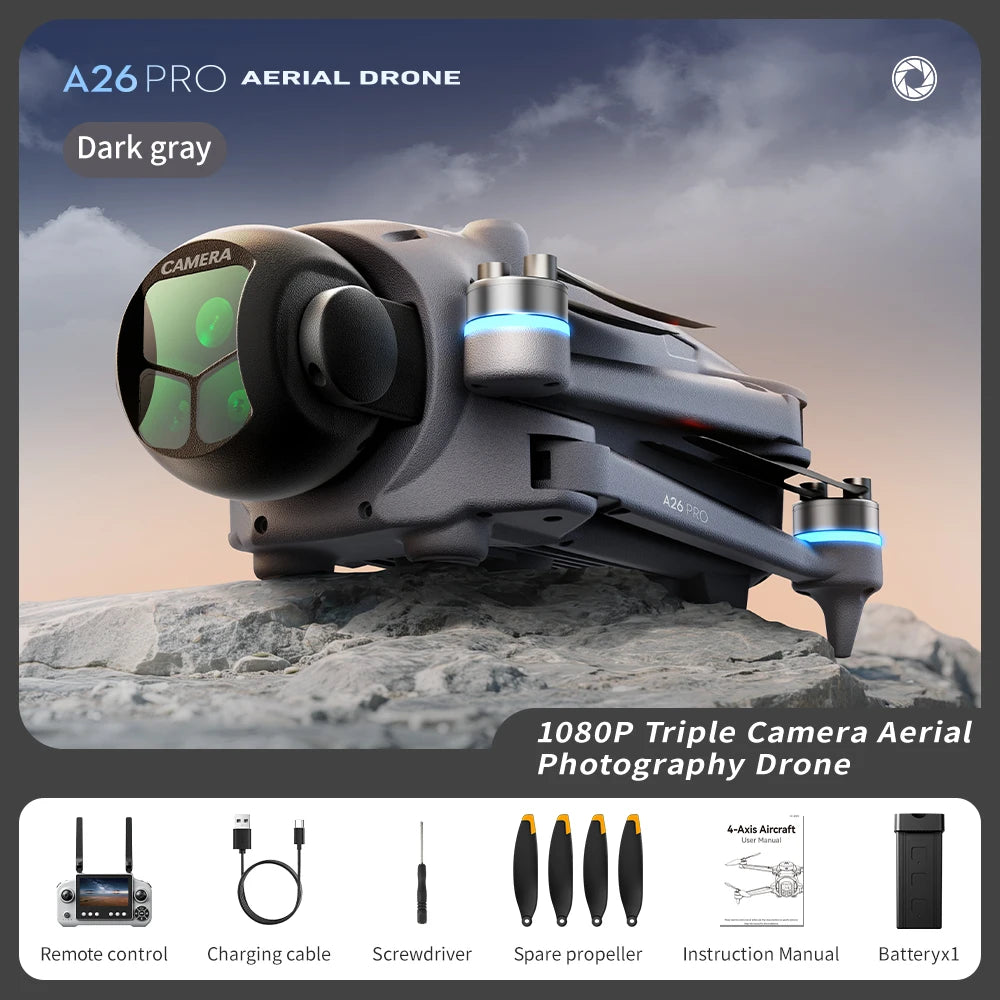 Original A26 Pro GPS Drone 4K HD Excellent Imaging Flagship Triple Camera FPV Brushless Obstacle Avoidance Foldable Quadcopter