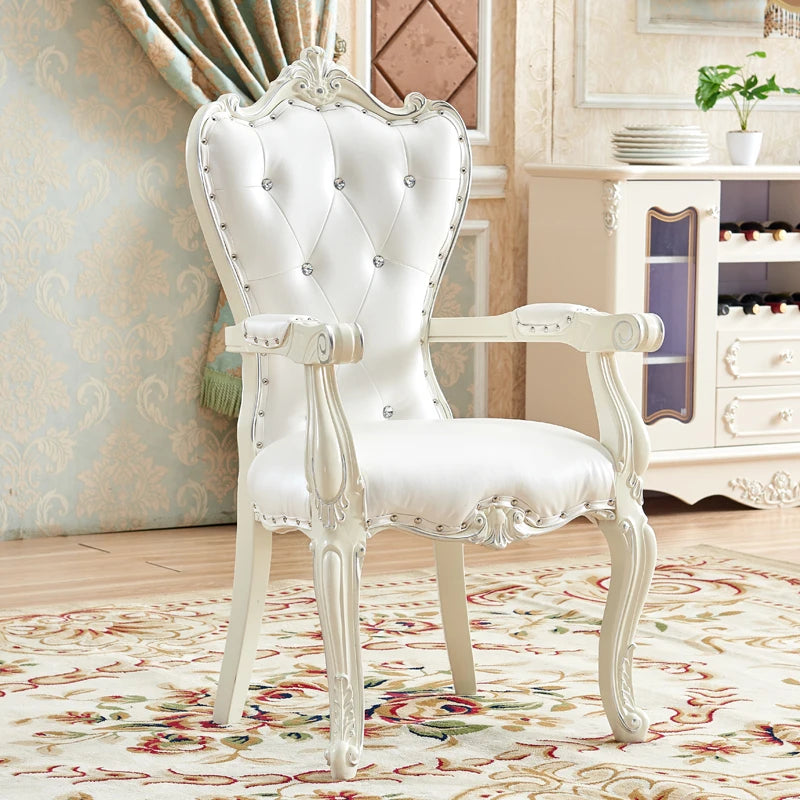 European Solid Wood Dining Chair, Princess Lazy Throne Luxury Lounge Chair