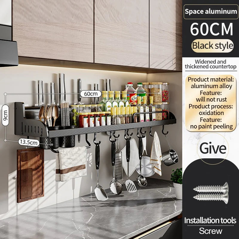 Kitchen Storage Rack Multi Functional Home Wall Mounted Seasoning Chopsticks Knife Holder Complete Collection of Supplies Rack