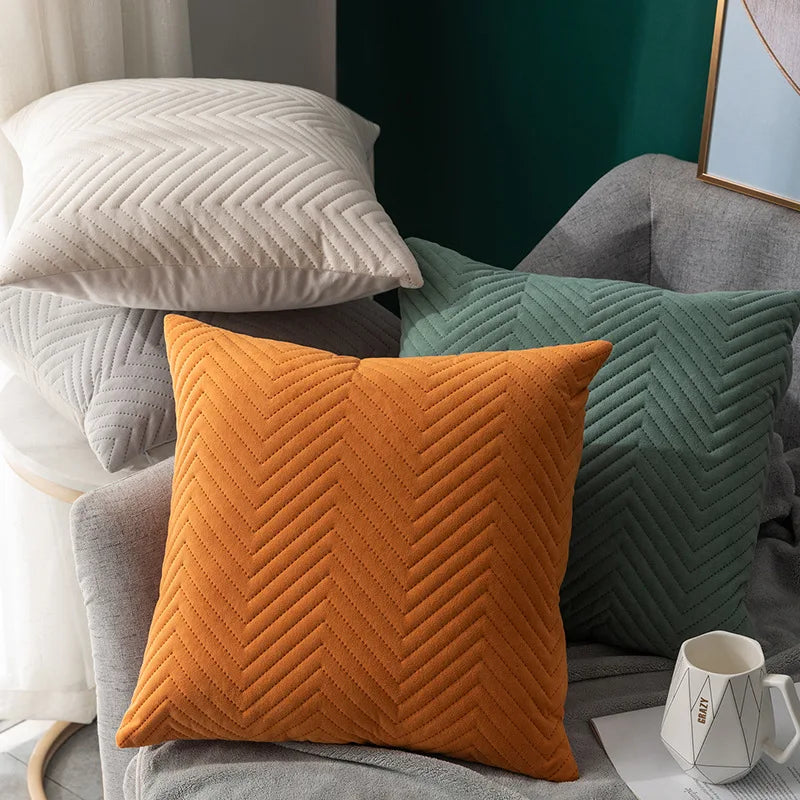 Quilted Velvet Pillowcase Throw Pillow Covers 45x45cm