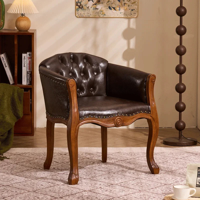 Leisure Sofa Chair, Solid Wood Antique Dining Chair, European Hotel Dining Chair, Living Room Leisure Sofa Chair