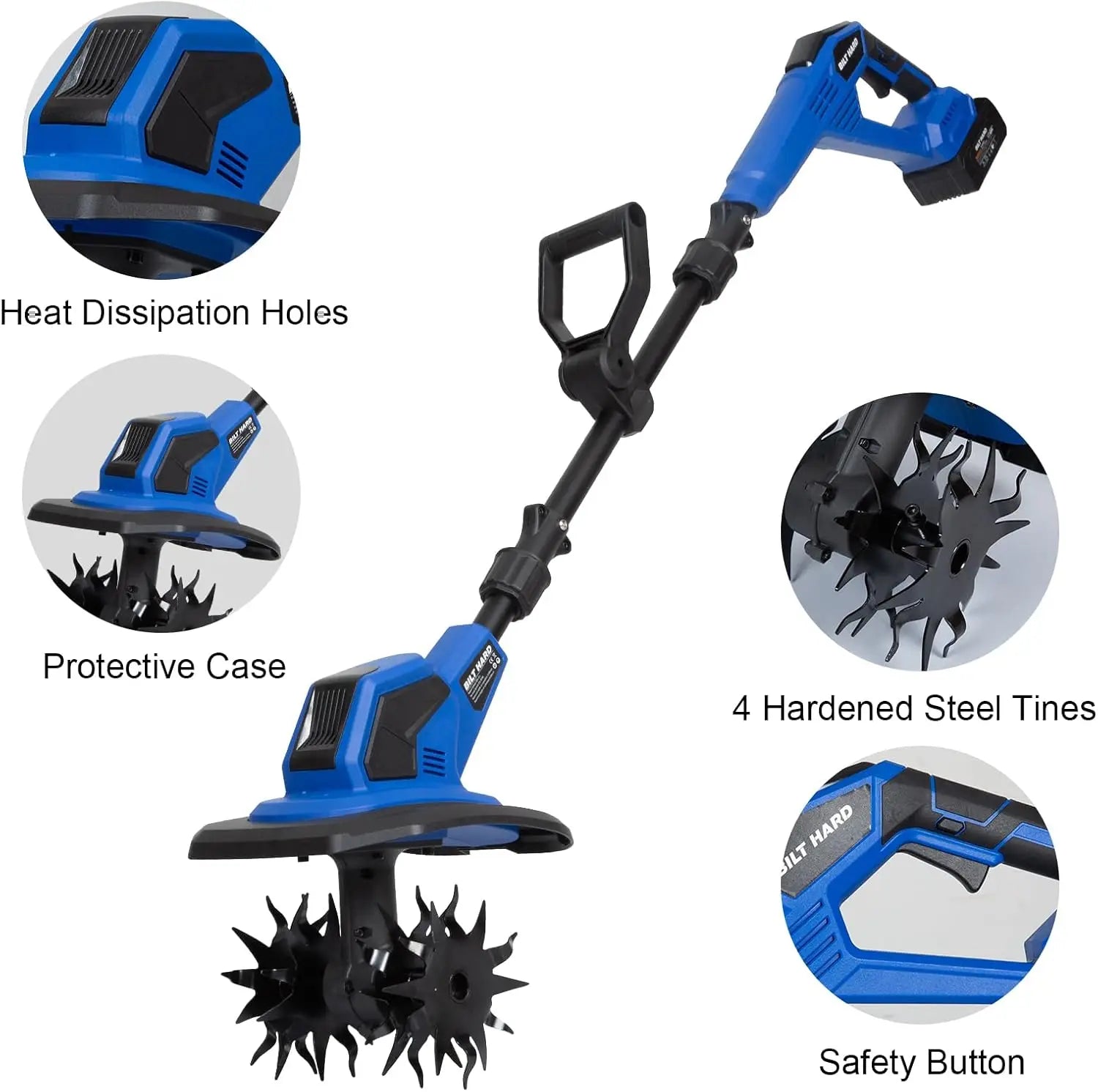 20V Cordless Tiller Cultivator, 8-inch Wide Battery Powered Garden Cultivator, 300RPM Electric Tiller for Lawn, Gardening