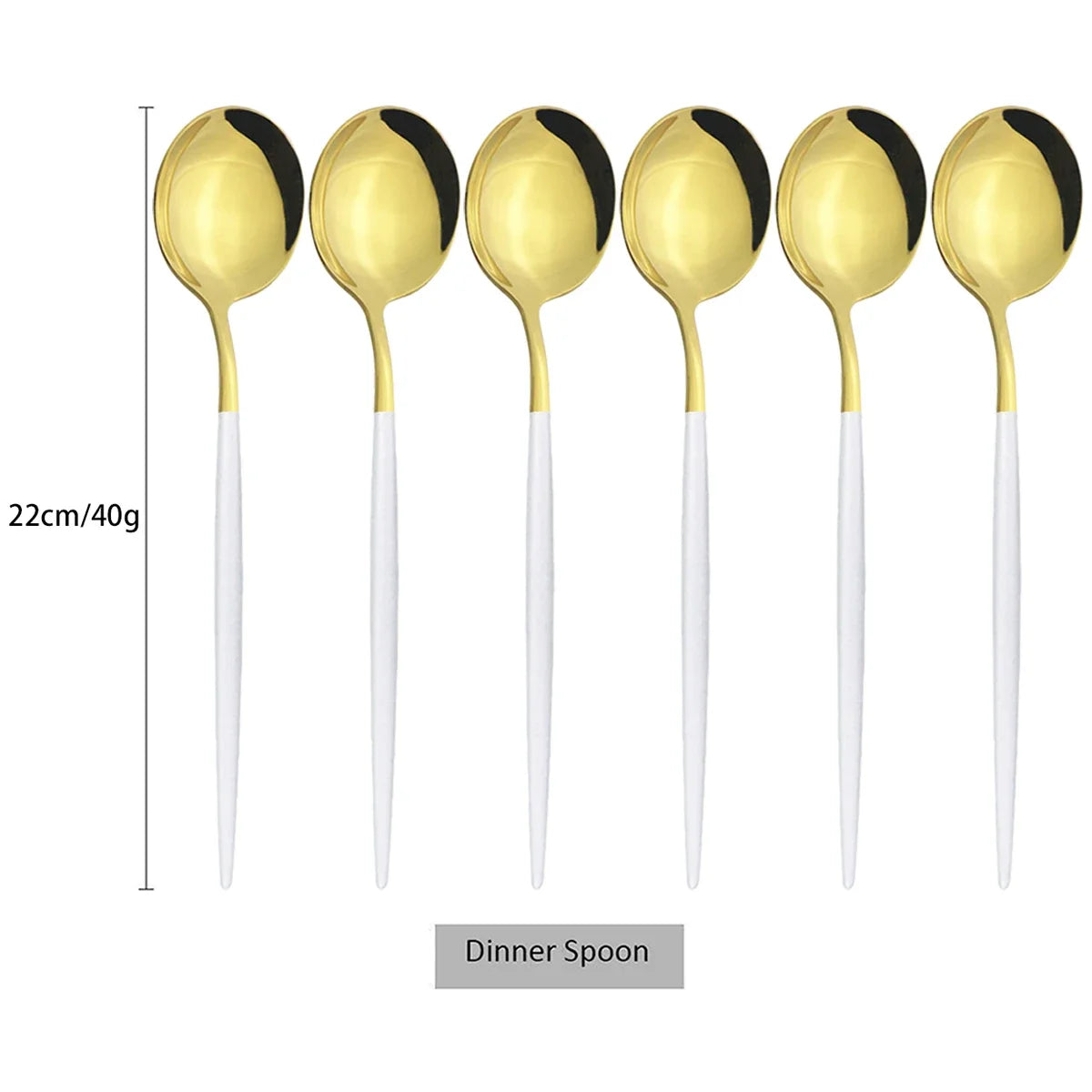 6Pcs Gold Ladle Spoon Dinnerware Western Stainless Steel Cutlery Set Dinner Spoon Soup Spoon Tableware Kitchen Silverware Set