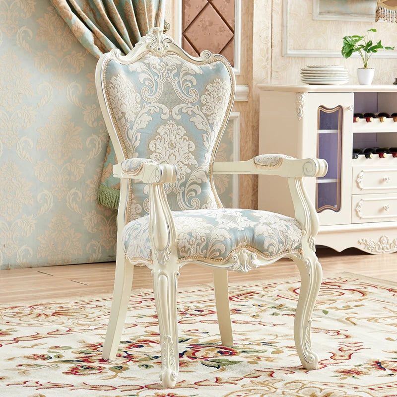European Solid Wood Dining Chair, Princess Lazy Throne Luxury Lounge Chair
