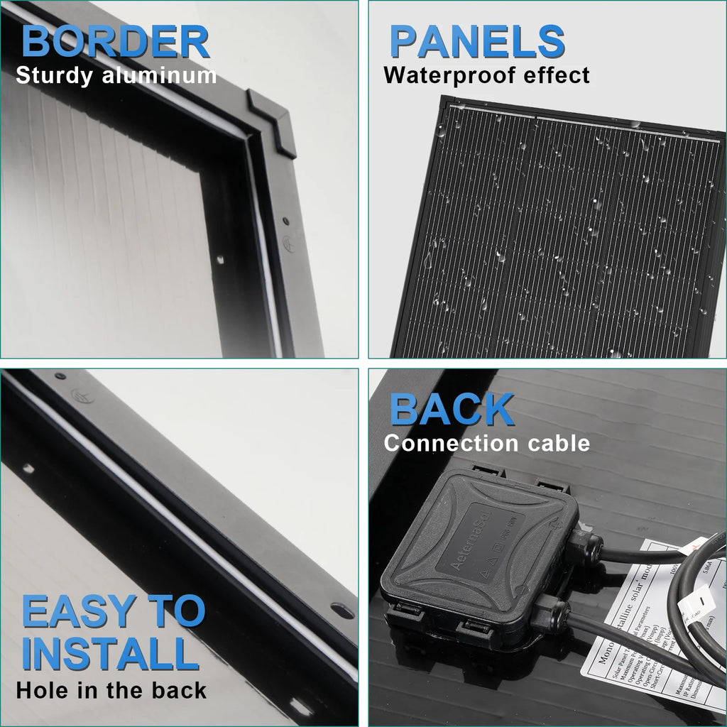 12V 200W N-Type 18BB Solar Panel, High Efficiency 25% Solar Cell A+ PV Module IP68 Junction Box, Portable Solar Panel for RV Camper Boat Rooftop Off Grid Power