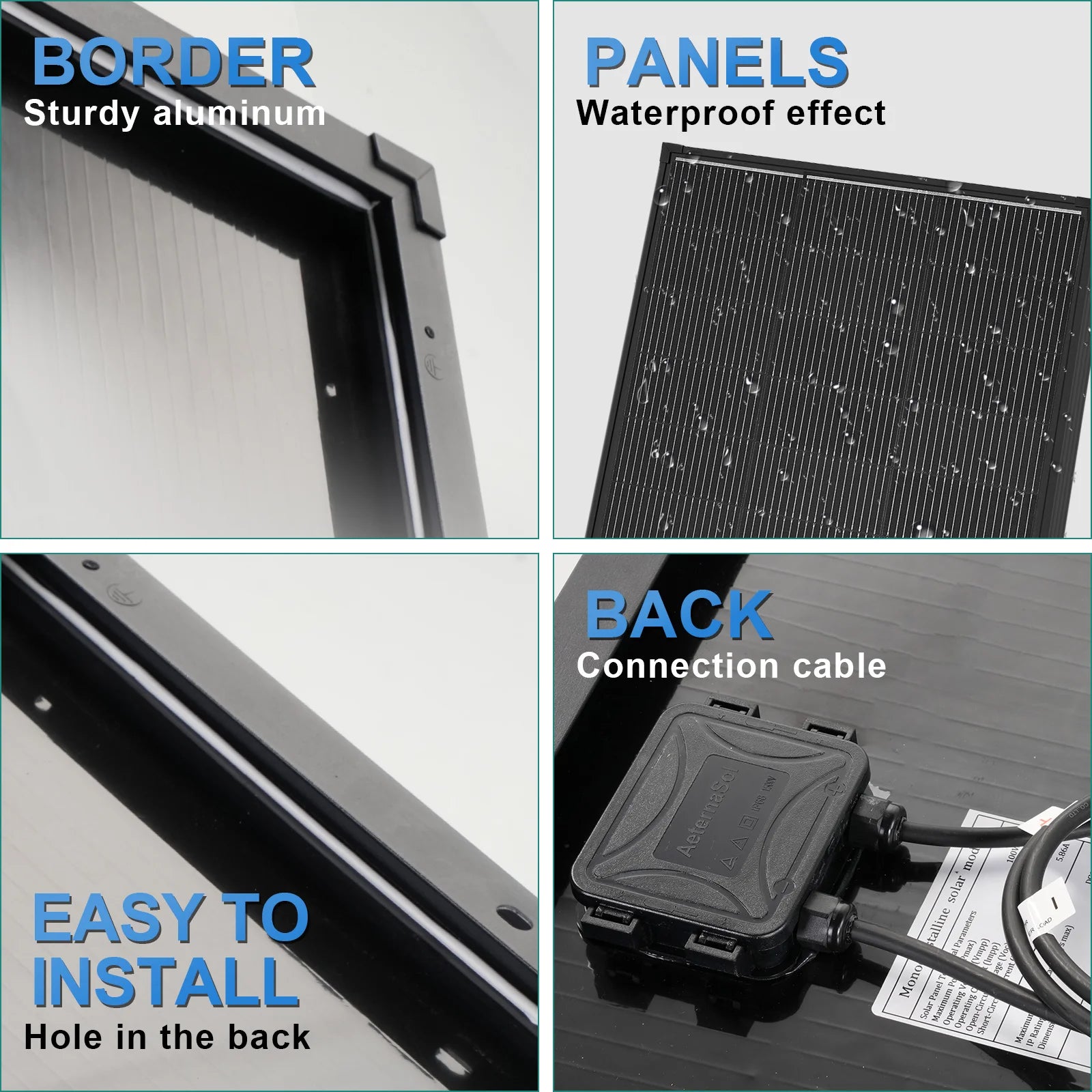12V 200W N-Type 18BB Solar Panel, High Efficiency 25% Solar Cell A+ PV Module IP68 Junction Box, Portable Solar Panel for RV Camper Boat Rooftop Off Grid Power