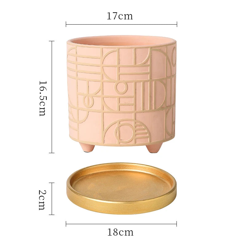 Simple Cylindrical Ceramic Flower Pot,, Succulent Plant Potted Garden Decoration