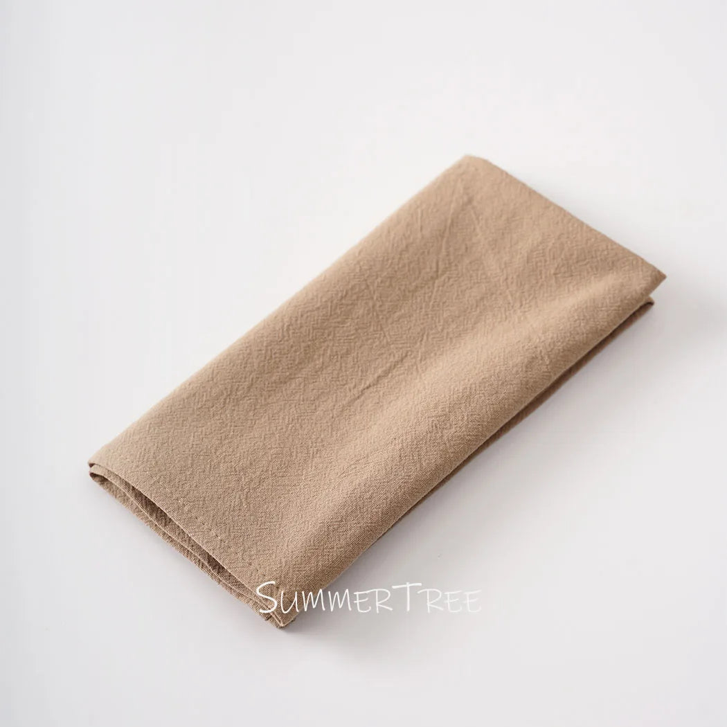 10 Pack 40x40cm Napkins, Washed Cotton Cloth Plain Vintage Style Soft Tea Towels, Place Mats
