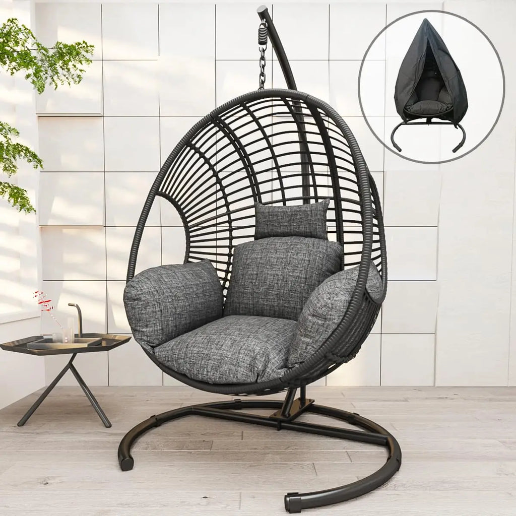 Hanging Egg Swing Chair w/ Stand All-Weather Wicker