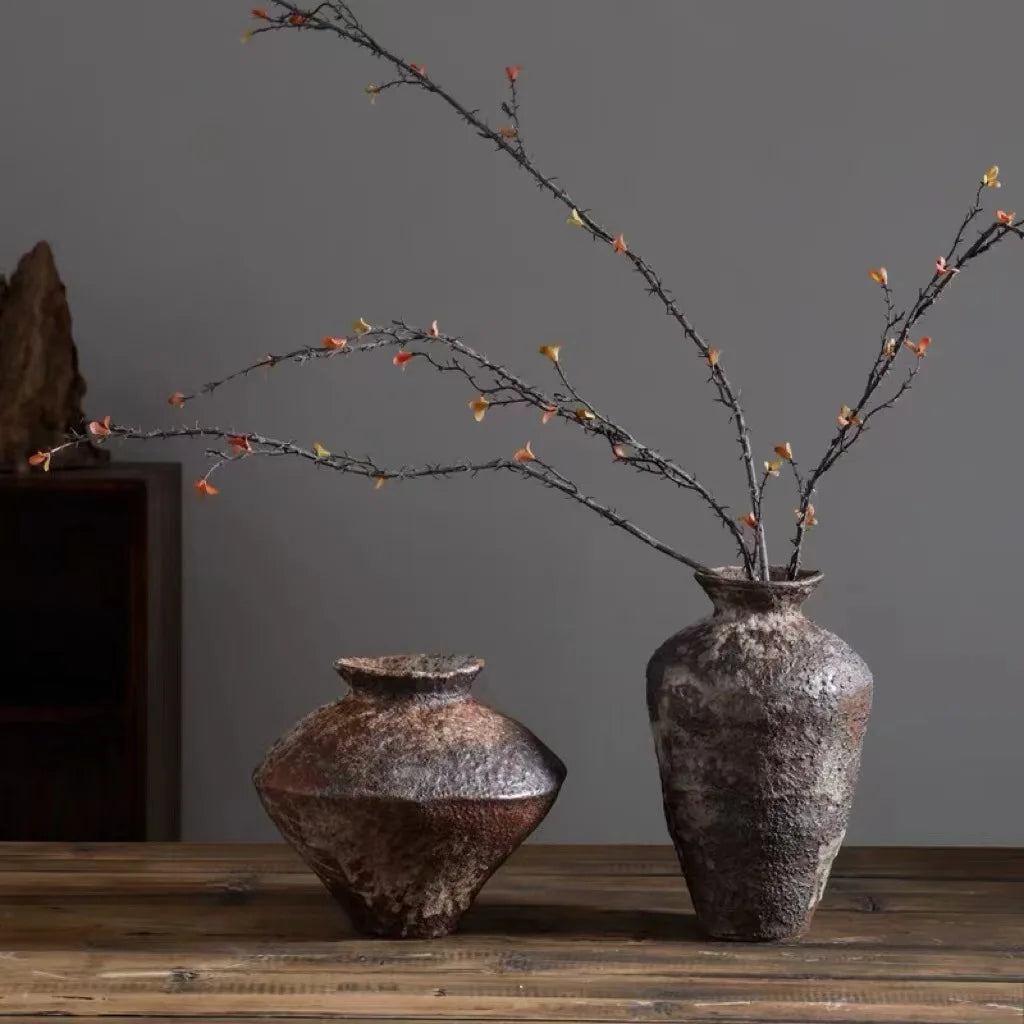 Pottery Pot Vase Retro Zen Tea Room Dining Table Ornaments