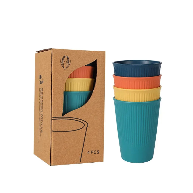 Wheat Straw Dinnerware Set Eco-friendly Safety Plates Cups Bowels, Tableware Set for Outdoor Camping