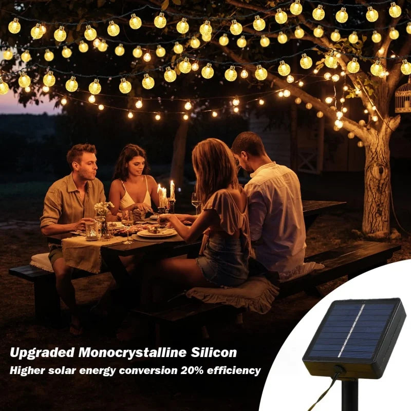 Outdoor Solar String Lights 60 LED Crystal Globe Lights