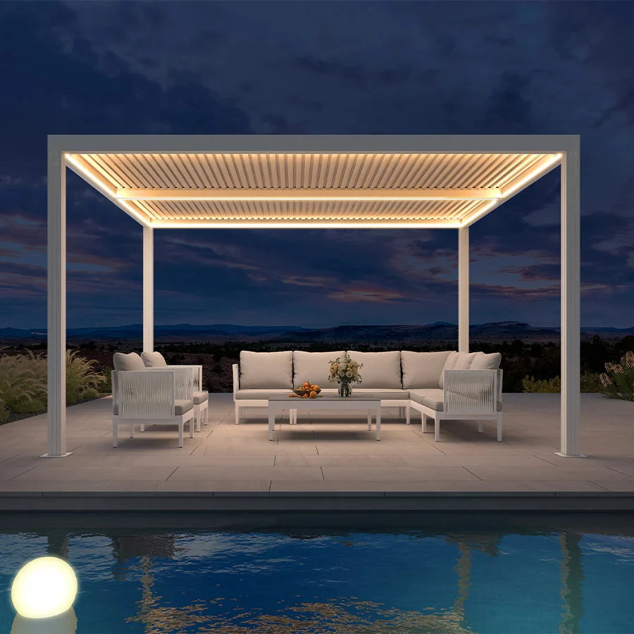 Motorized Louvered Roof Aluminum Pergola,