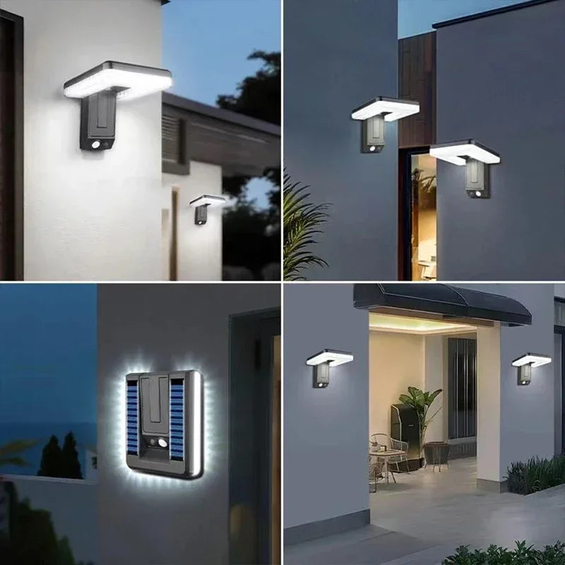 Foldable LED Solar Light Outdoor Wall Lamp 120° Motion Sensor Waterproof Street Light 3 Modes Garden Decor Spotlights Lamp