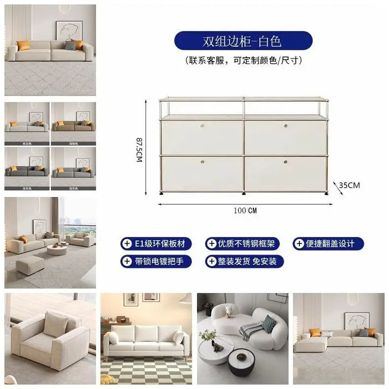 Modern Living Room Cabinet Modular Sideboard Storage Cabinets Combination TV Stand for Customizable Steel Frame Wood  Furniture