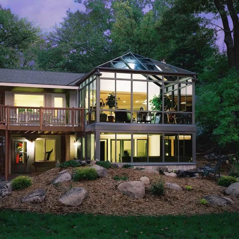 Modern Polygonal Aluminum Alloy Sunroom Corrosion Resistant Glass House For Backyard Garden Multi Purpose Use