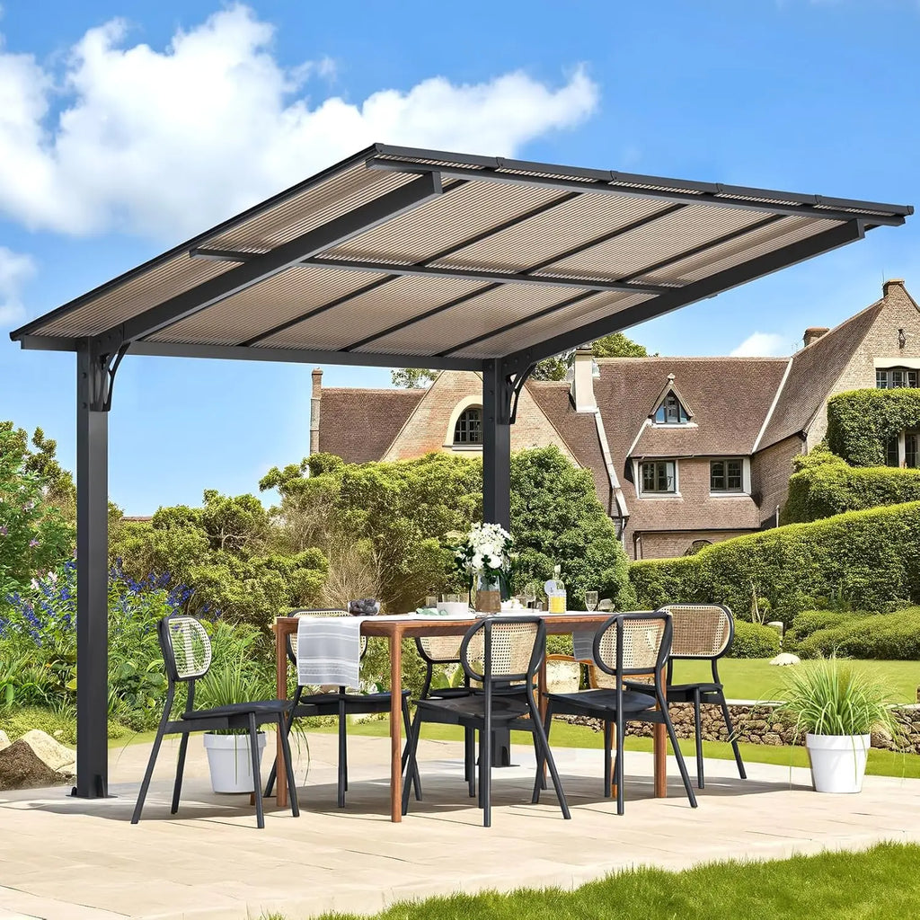 Small Freestanding 8x10 Pergola, Hard Top Grill Gazebo,