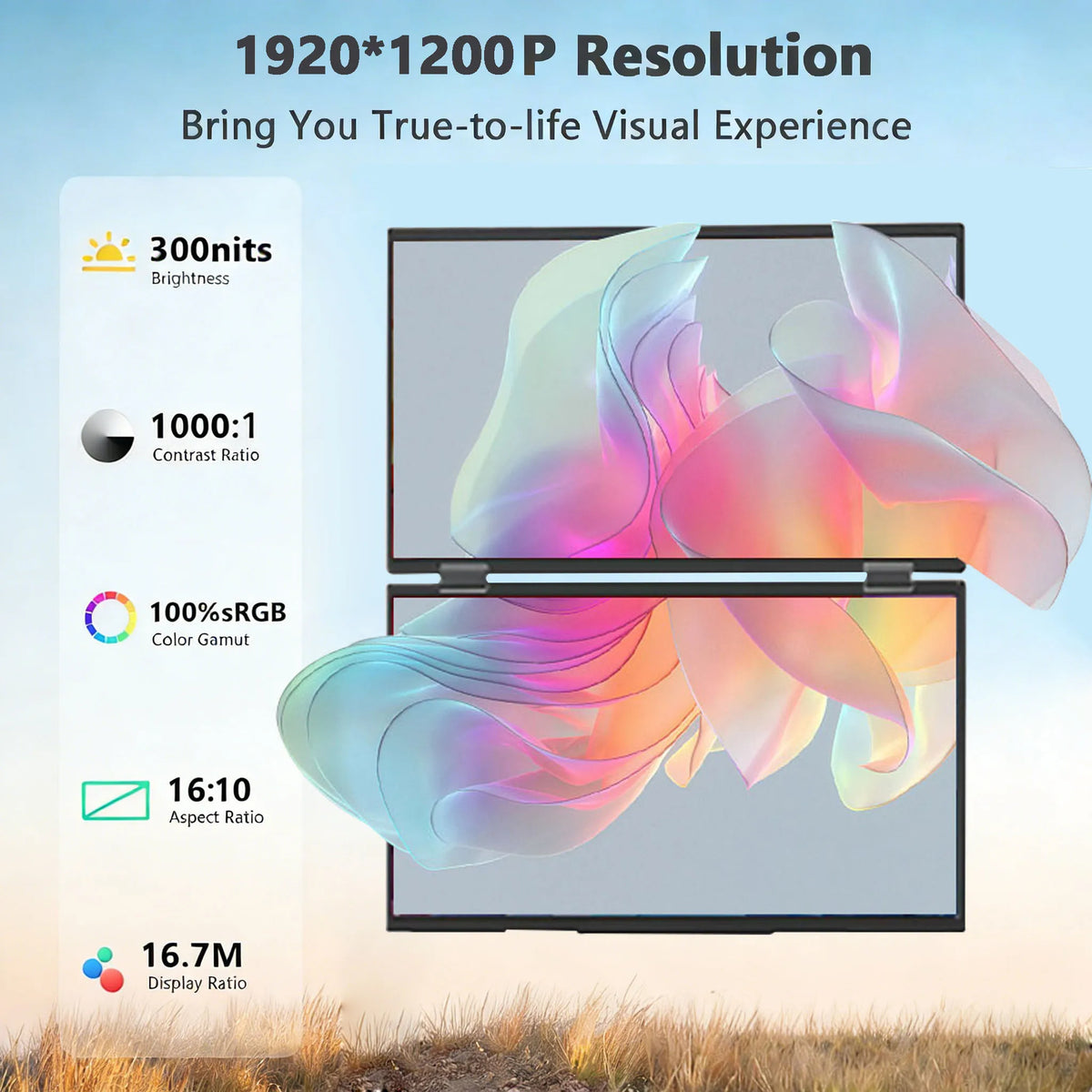14''Folding Stacked Dual Monitors