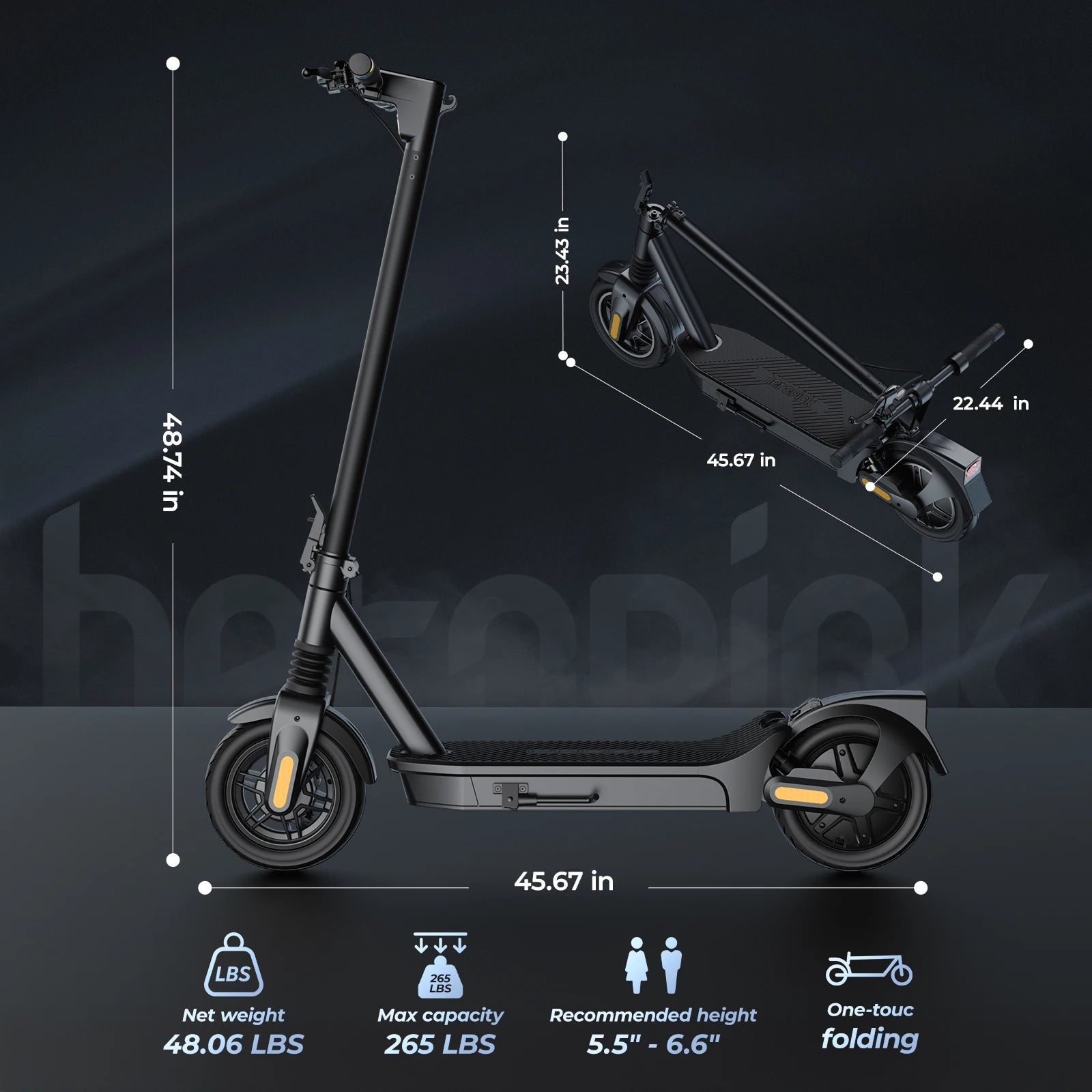 E8/10 Foldable E-Scooter 500/1000W 20mph 20/40miles Max Range Dual Suspension APP Smart Control Powerful Motor Electric Scooter