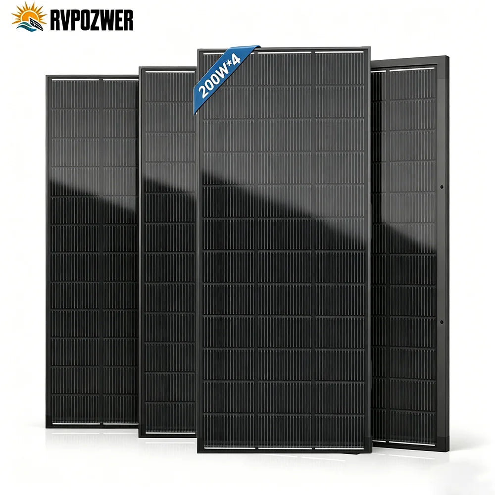 RVPOZWER 200W/400W/800W Solar Panels 18BB N-Type Mono Cells 25.5% High Efficiency PV Power for Home RV Charge Outdoor Off-Grid