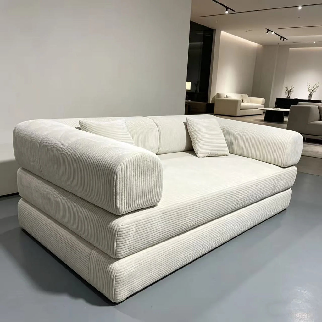 150CM Modern Style Air Compression Fabric Flannel Deformable Modular Couch for Living Room, Sectional Composable Sofa Bed