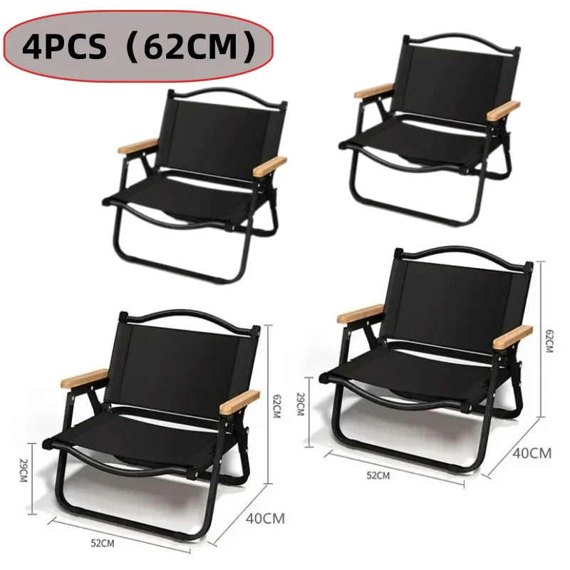 4/2/1PCS-khaki Camping Chair Portable Outdoor Chair Aluminum Alloy Wood Grain Folding Chair