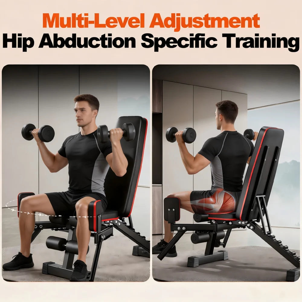 2-in-1 Weight Bench for Home Gym, Adjustable Backrest and Resistance Rope System,