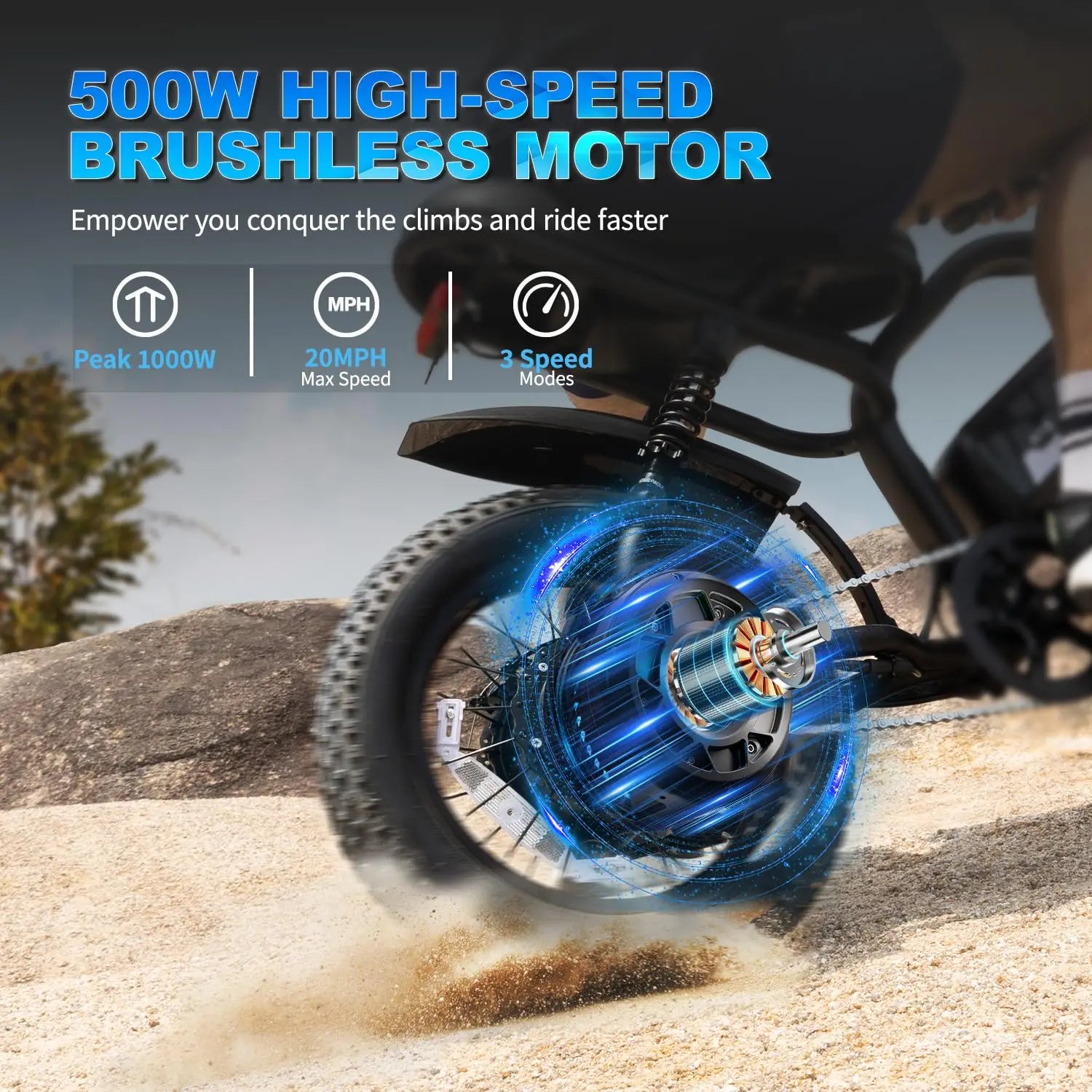 Electric Bike, A13 16'' 1000W Peak Fat Tire E-Bike with 36V/12.8Ah Removable Battery,