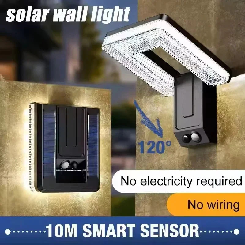 Foldable LED Solar Light Outdoor Wall Lamp 120° Motion Sensor Waterproof Street Light 3 Modes Garden Decor Spotlights Lamp
