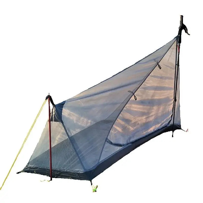 Outdoor Camping Single Person Tent, Ultralight Double Layers 15D Silicone Coated No Poles Tent