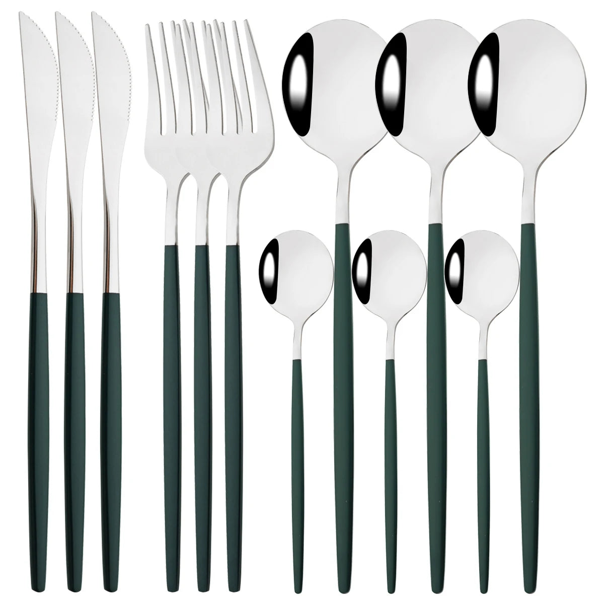 12pcs Black Gold Dinnerware Set Stainless Steel Tableware Knife Fork Coffee Spoon Teaspoons Cutlery Set Party Kitchen Flatware