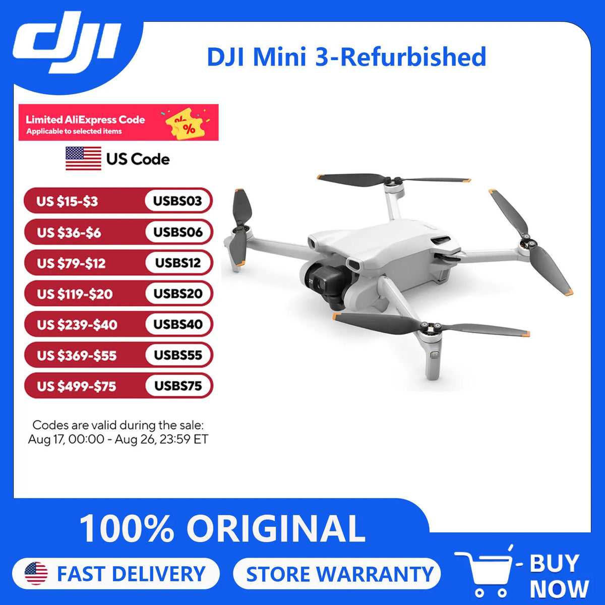 Refurbish DJI Mini 3 Drones with Camera for Adults 4K
