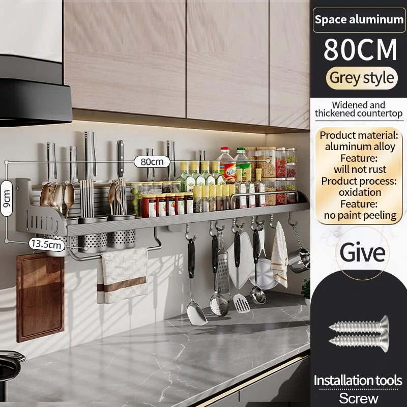 Kitchen Storage Rack Multi Functional Home Wall Mounted Seasoning Chopsticks Knife Holder Complete Collection of Supplies Rack