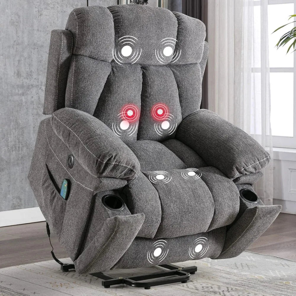 Large Power Lift Recliner Chairs with Massage and Heat for Elderly Big People,