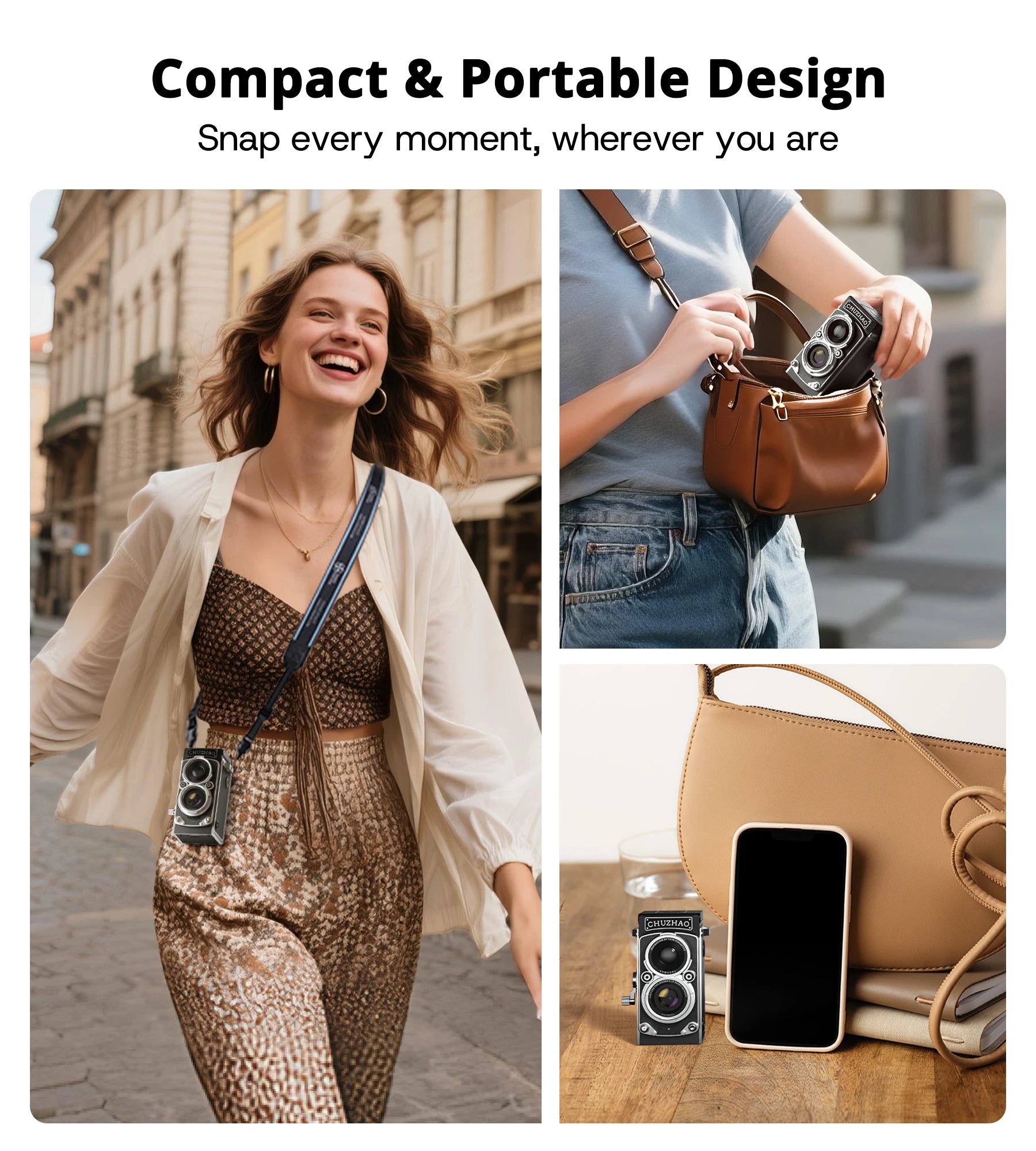 CHUZHAO Retro Mini Digital Camera 12MP 1080P Video Compact Vintage Camera
