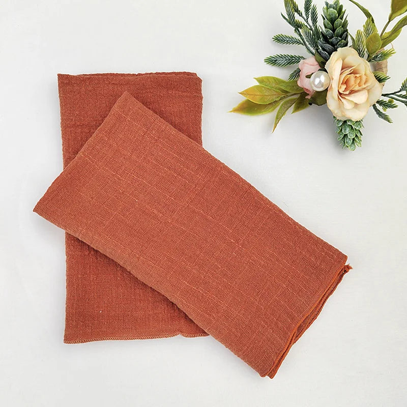 Set of 6  Terracotta Cloth Napkins, Cotton Factory Wholesale Fabric Serviette Gauze Table Towels