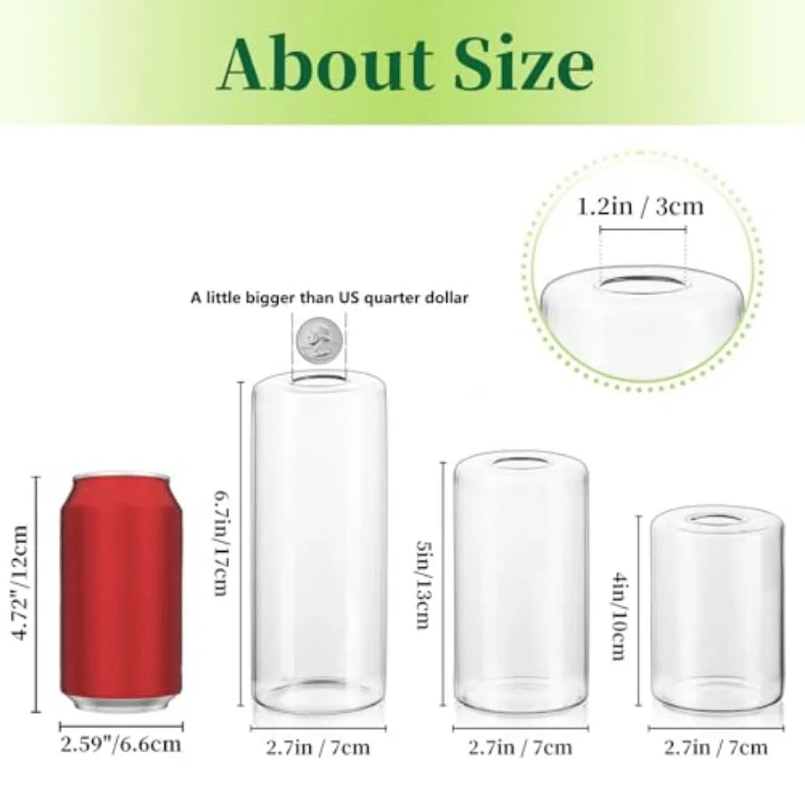 Small Glass Bud Vases for Centerpieces 24pcs Clear Blown Single Flower Vases Bulk, Modern Mini Cylinder Vase Set for Wedding An