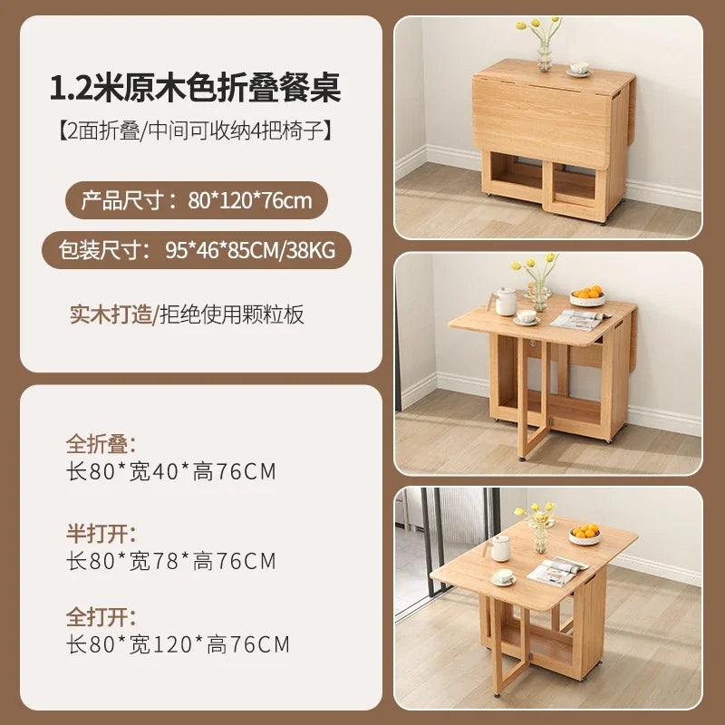 Folding Dining Table Set 6 Chairs, Luxury Modern Space Savers