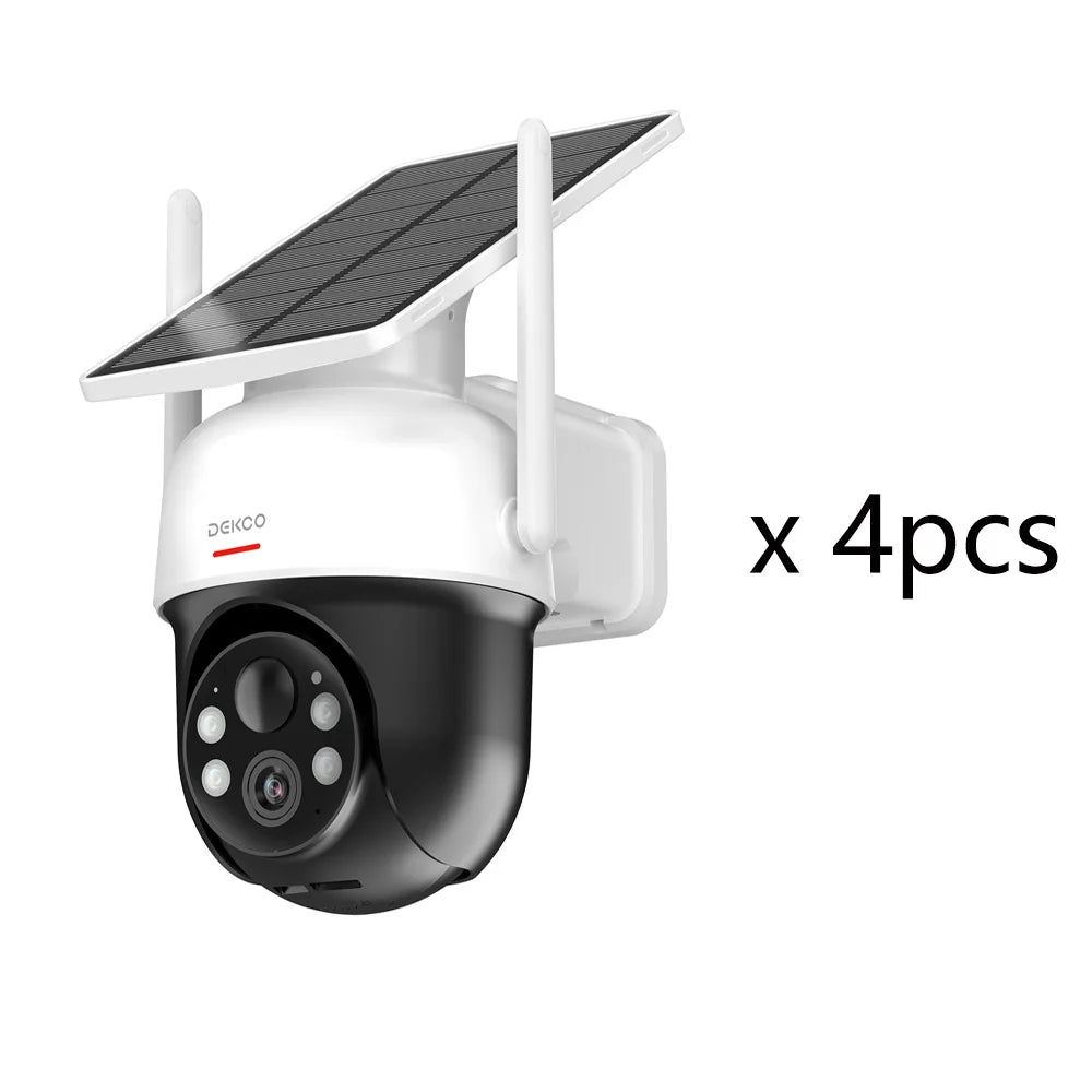 Dekco 2/4/6/8pcs Solar WiFi Camera, 3MP 100% Wire-Free 5000mAh Battery Two-way Audio Security Camera